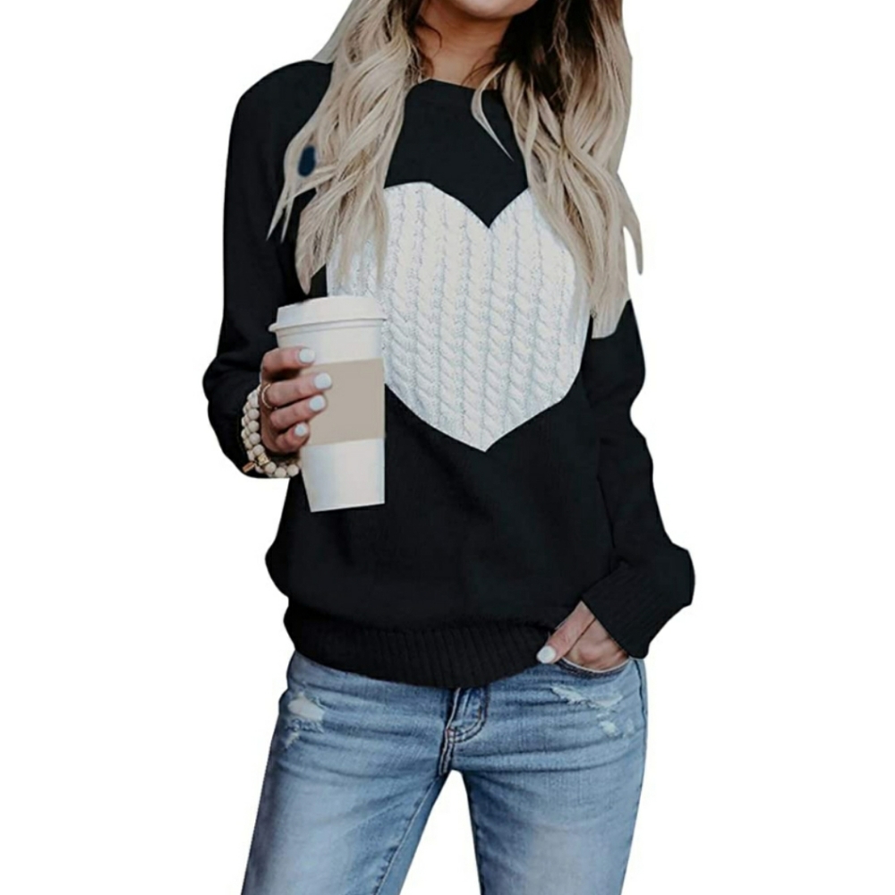 🆕️Long Sleeve Crewneck Cute Heart Knitted Sweater